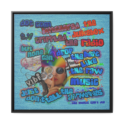 drop the beat - framed canvas art (faded blue)