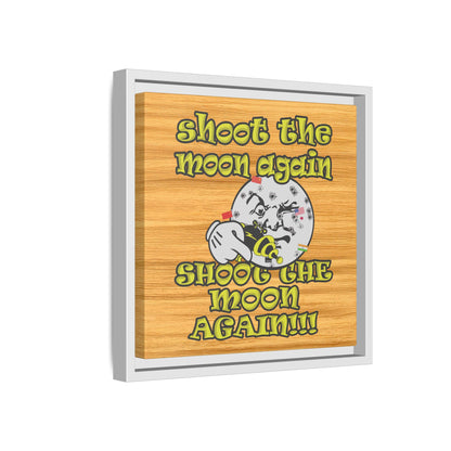 shoot the moon again - framed canvas art (butterscotch wood finish)