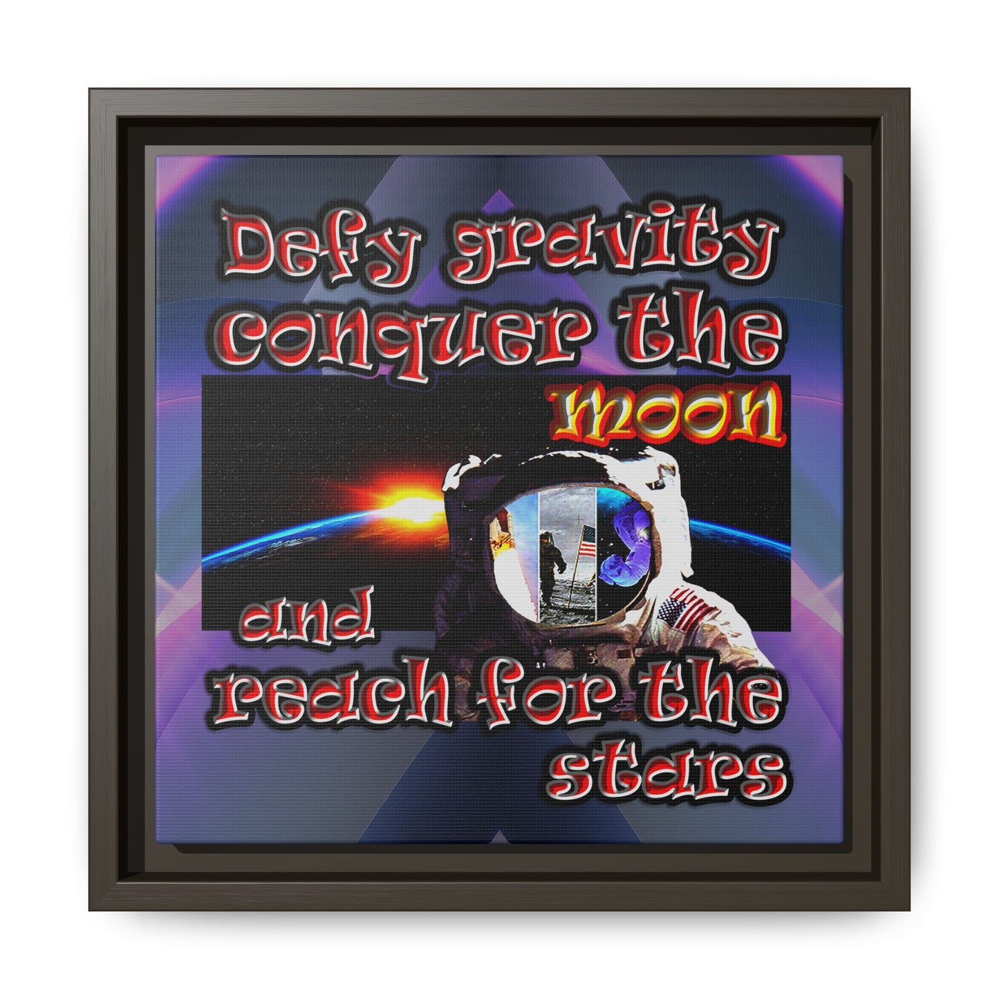 defy conquer reach - framed canvas art (grey-pink wave)