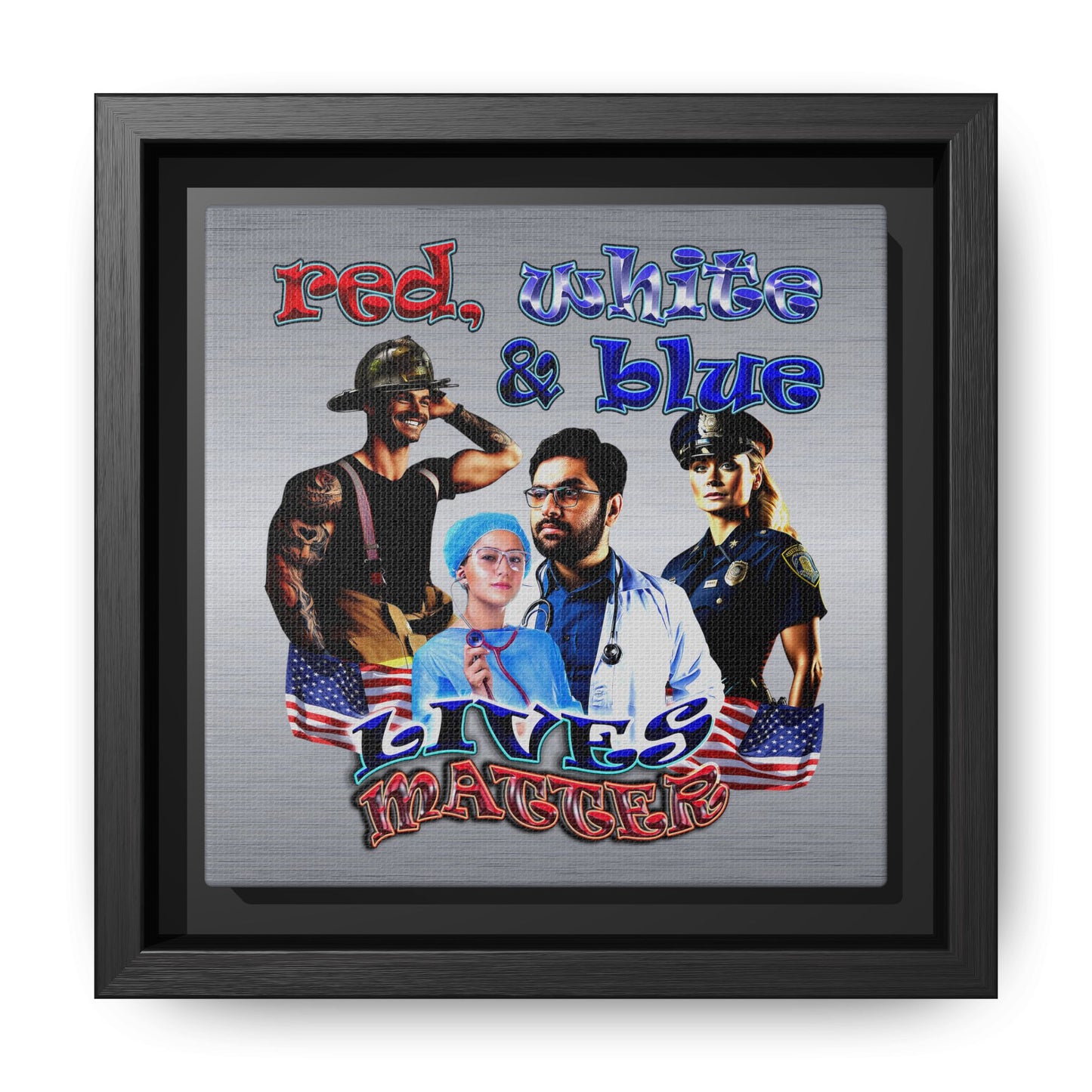 rw&b lives matter - framed canvas art (brushed nickel)