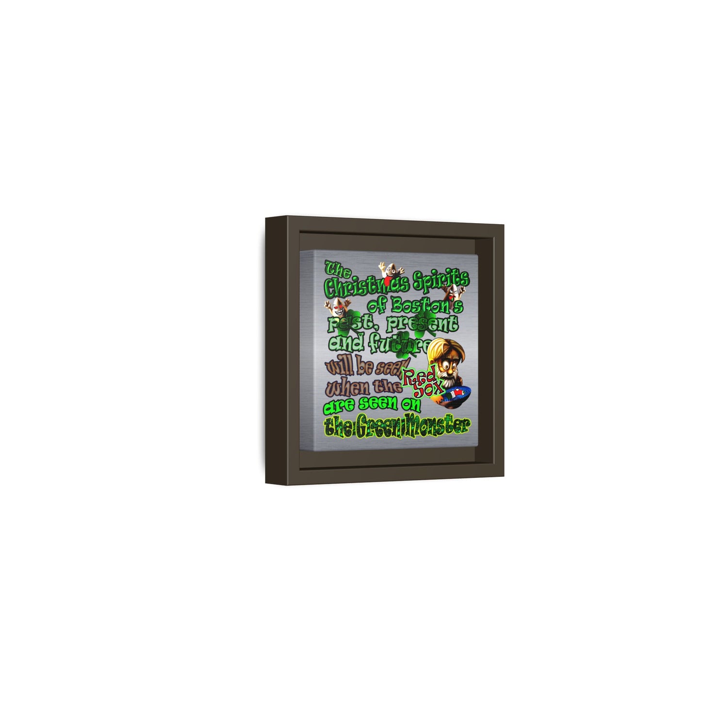 christmas spirits of boston - framed canvas art (brushed nickel)