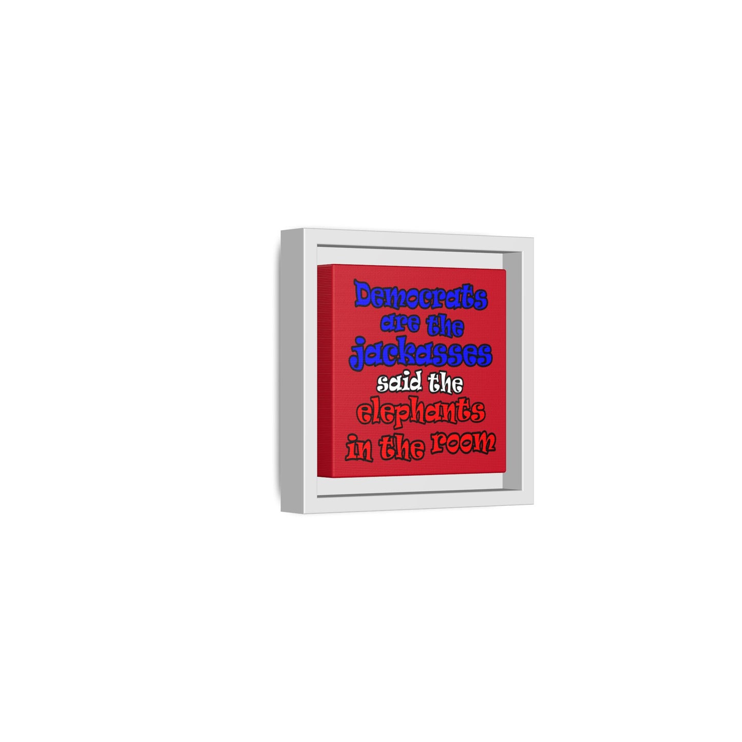 donkeys and elephants - framed canvas art (dark red)