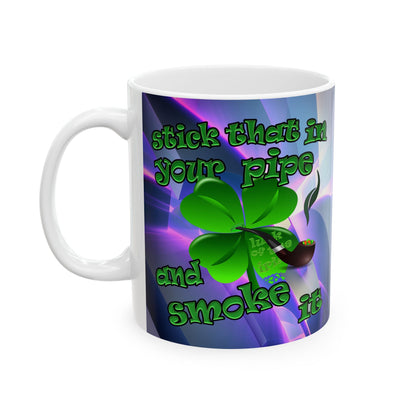celtics logo - White Mug (grey-pink wave)
