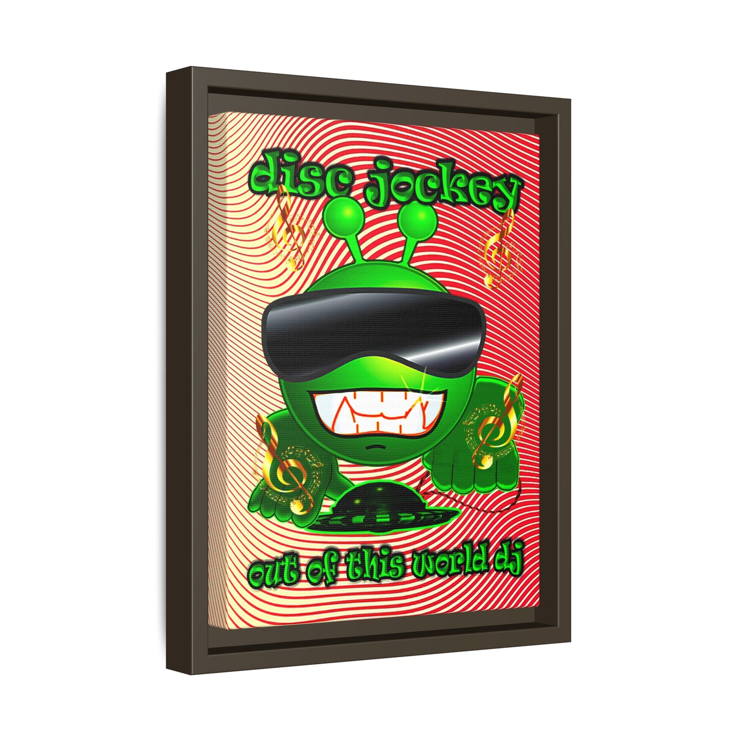 disc jockey - framed canvas art (yellow-orange wave)