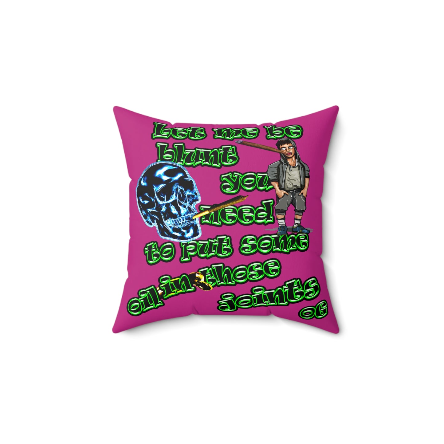 og - Spun Polyester Square Pillow - (pink)