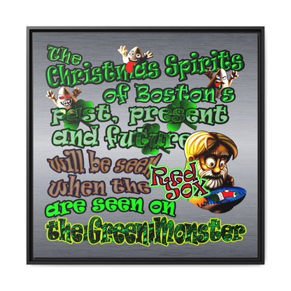 christmas spirits of boston - framed canvas art (brushed nickel)