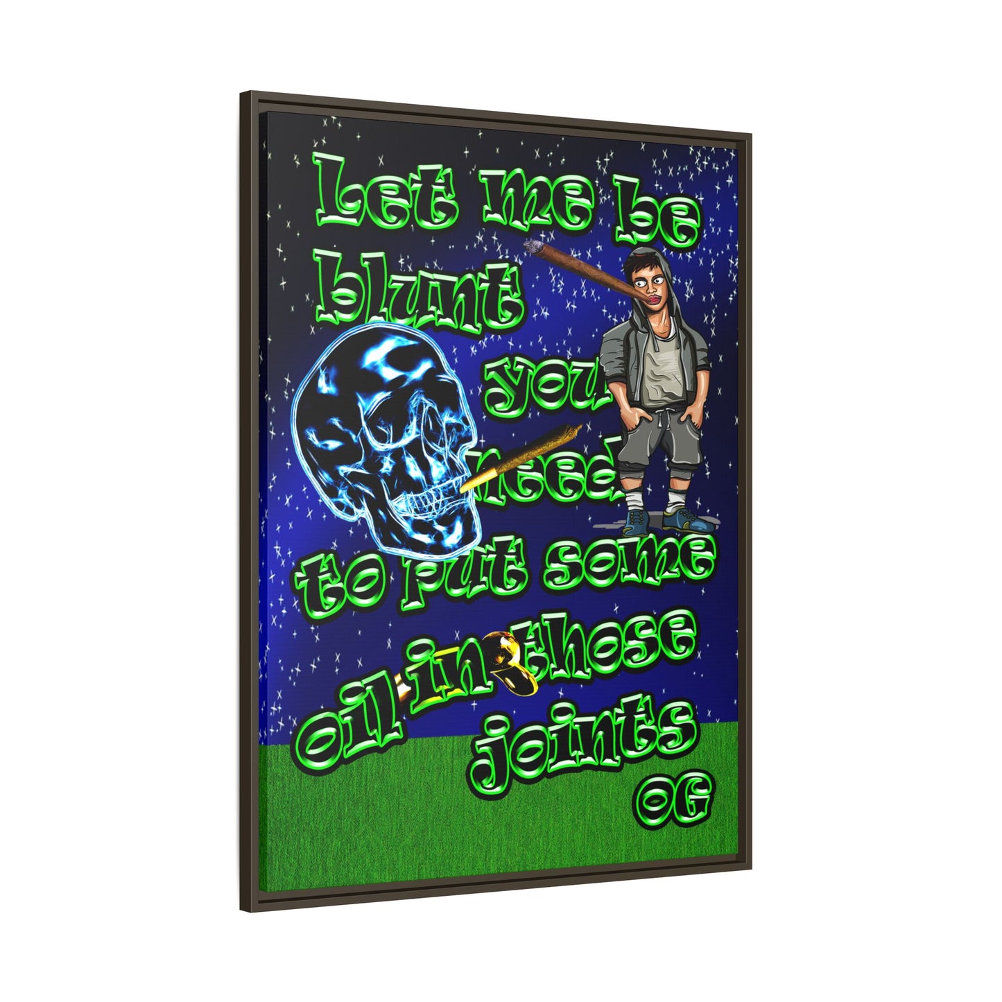 og - framed canvas art ('snoops' background)