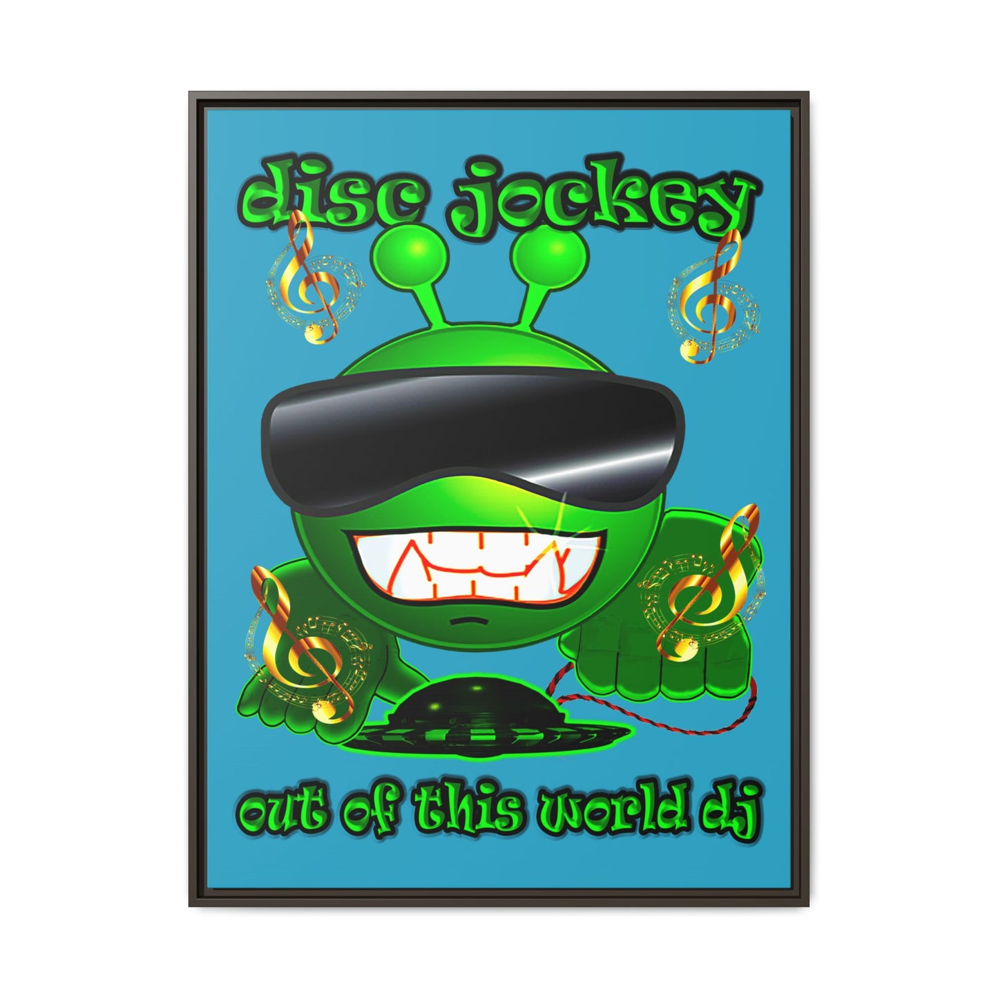 disc jockey - framed canvas art (turquoise)
