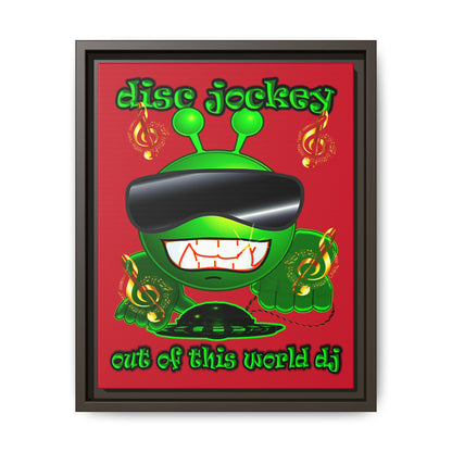 disc jockey - framed canvas art (dark red)