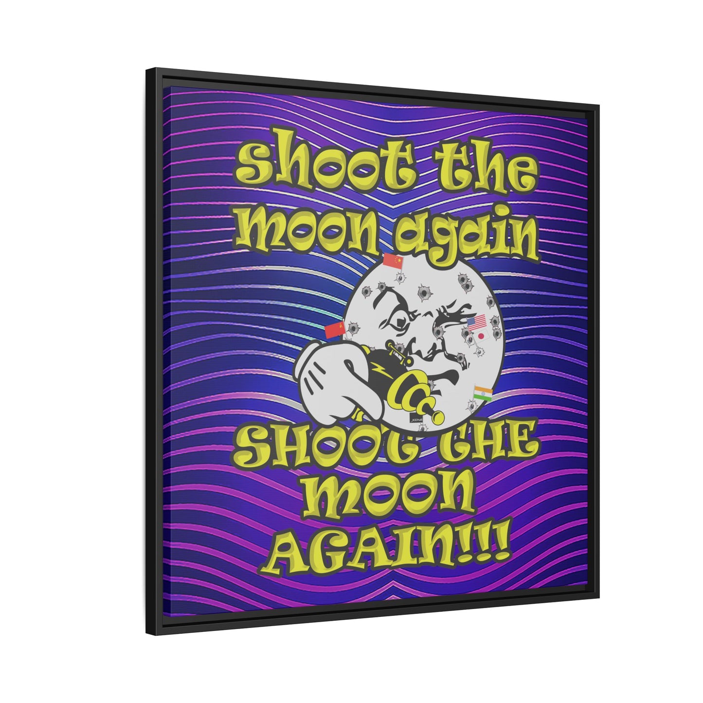 shoot the moon again - framed canvas art (purple wave)