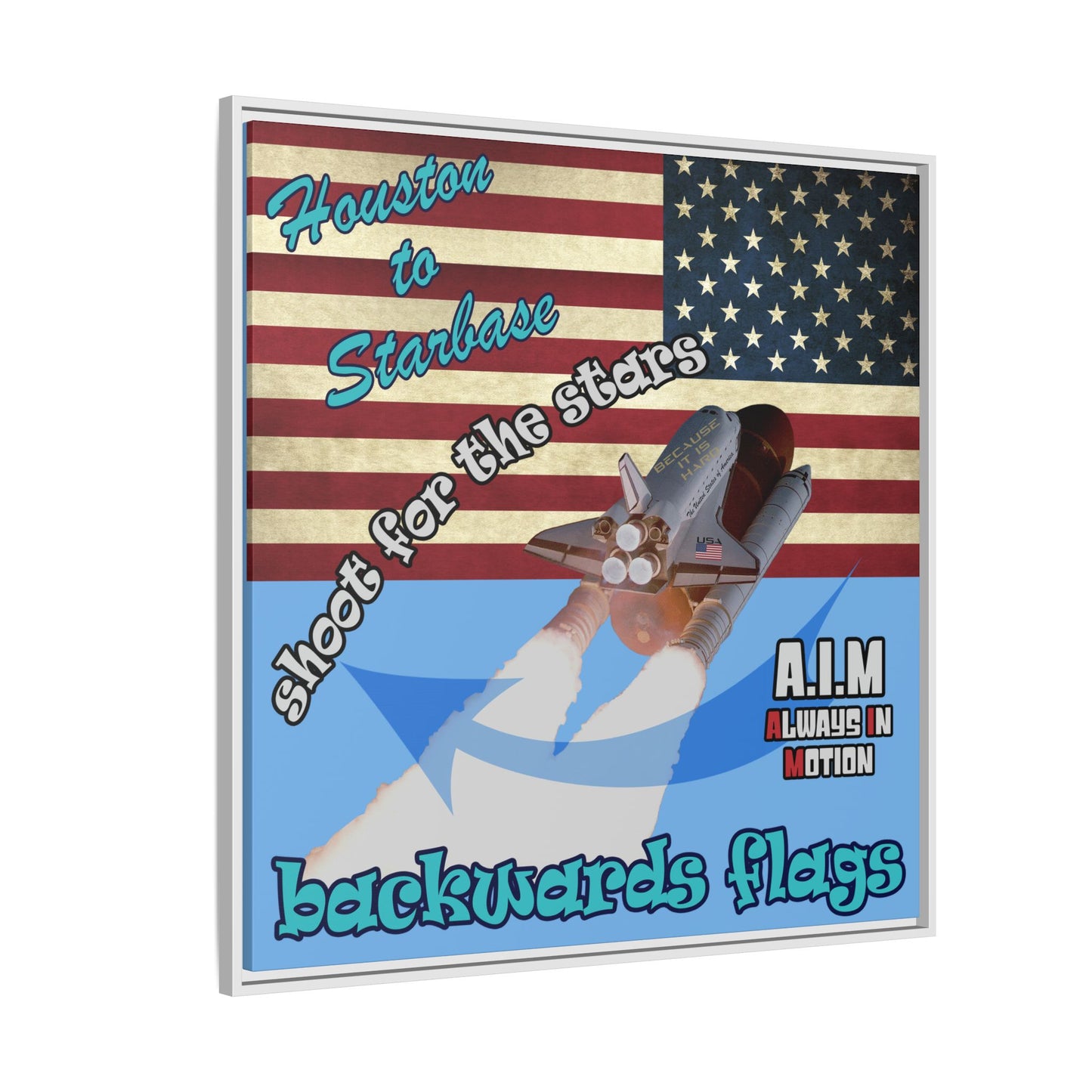 shoot for the stars - framed canvas art (light blue)