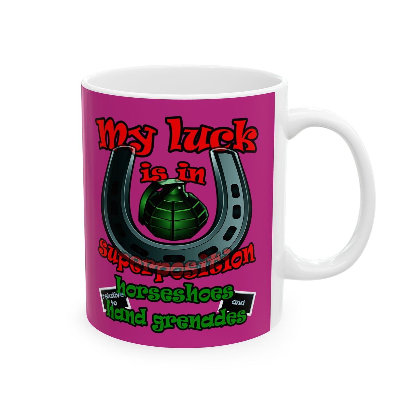 my luck - White Mug (pink)