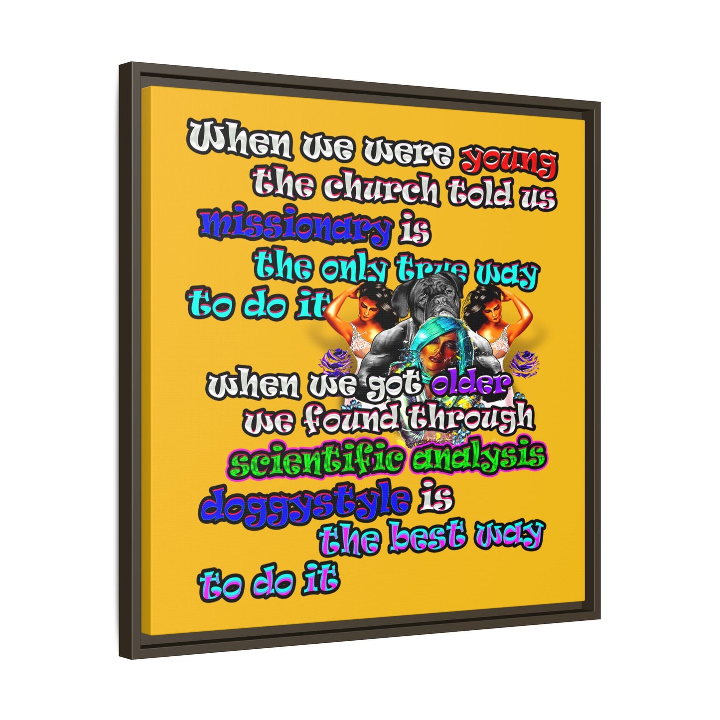 doggystyle - framed canvas art (yellow)