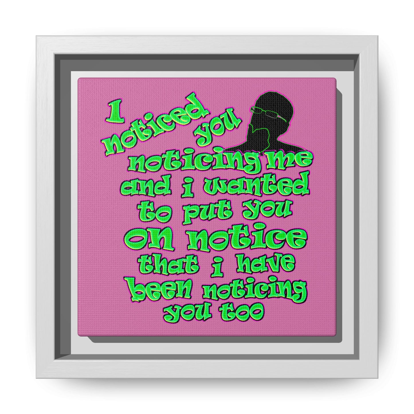 noticed you noticing - framed canvas art (light pink)
