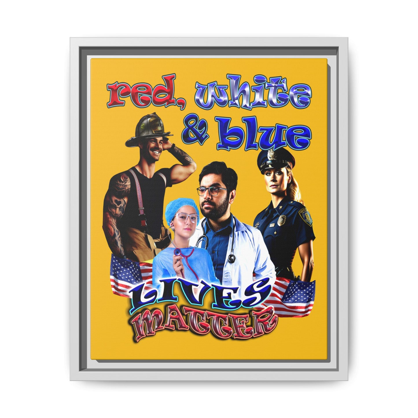 rw&b lives matter - framed canvas art (yellow)