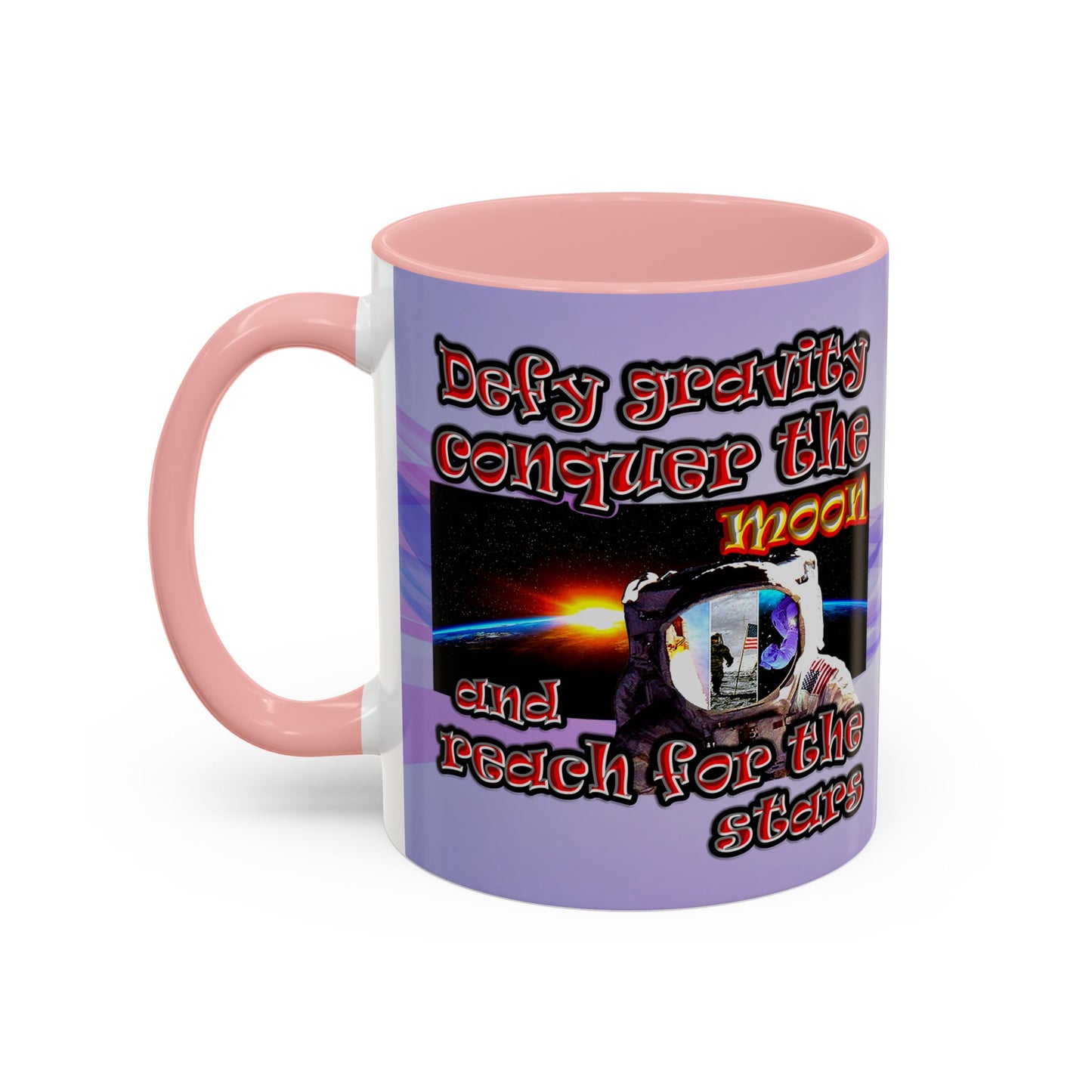 defy conquer reach - Accent Mug (light blue-pink wave)