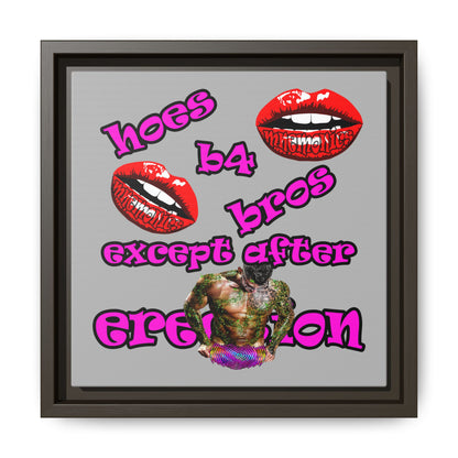 hoes b4 bros - framed canvas art (light grey)