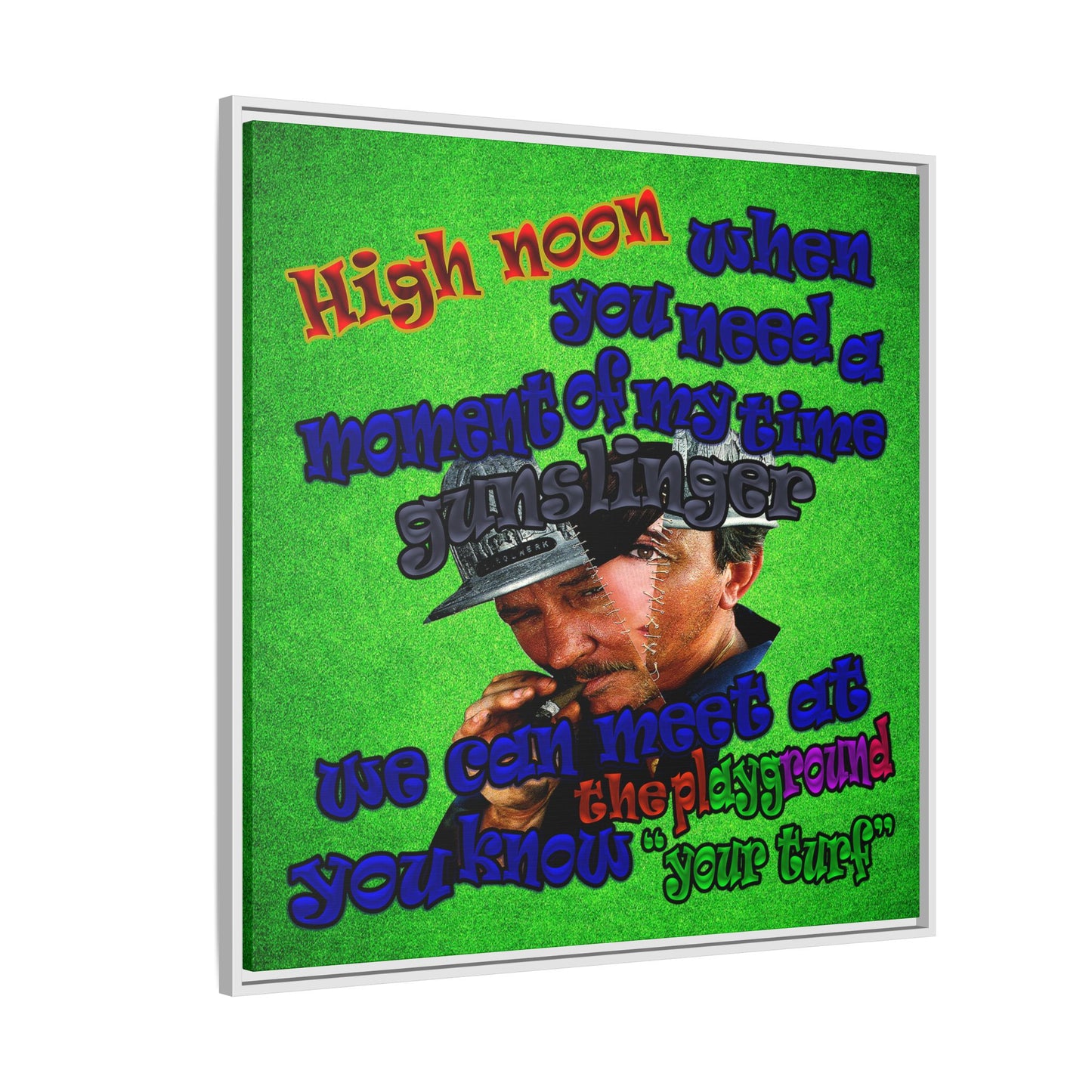 high noon - framed canvas art (green turf)