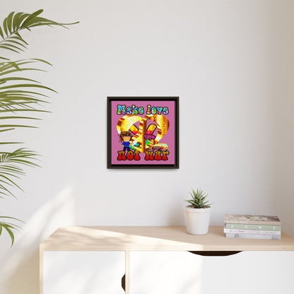 love peace - framed canvas art (light pink)