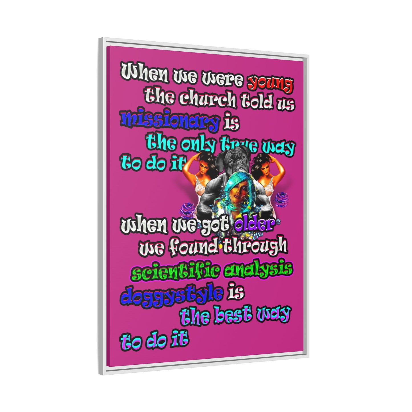 doggystyle - framed canvas art (pink)