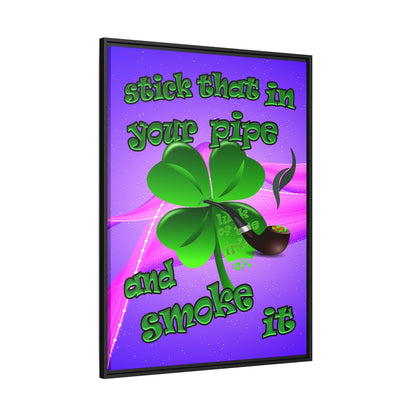 stick that in your pipe and smoke it - framed canvas art (purple-pink wave)
