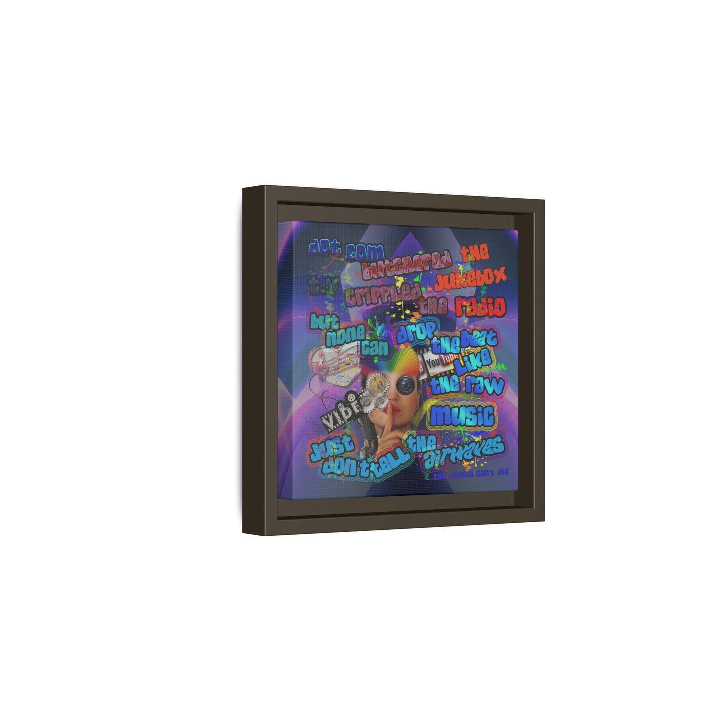 drop the beat - framed canvas art (grey-pink wave)