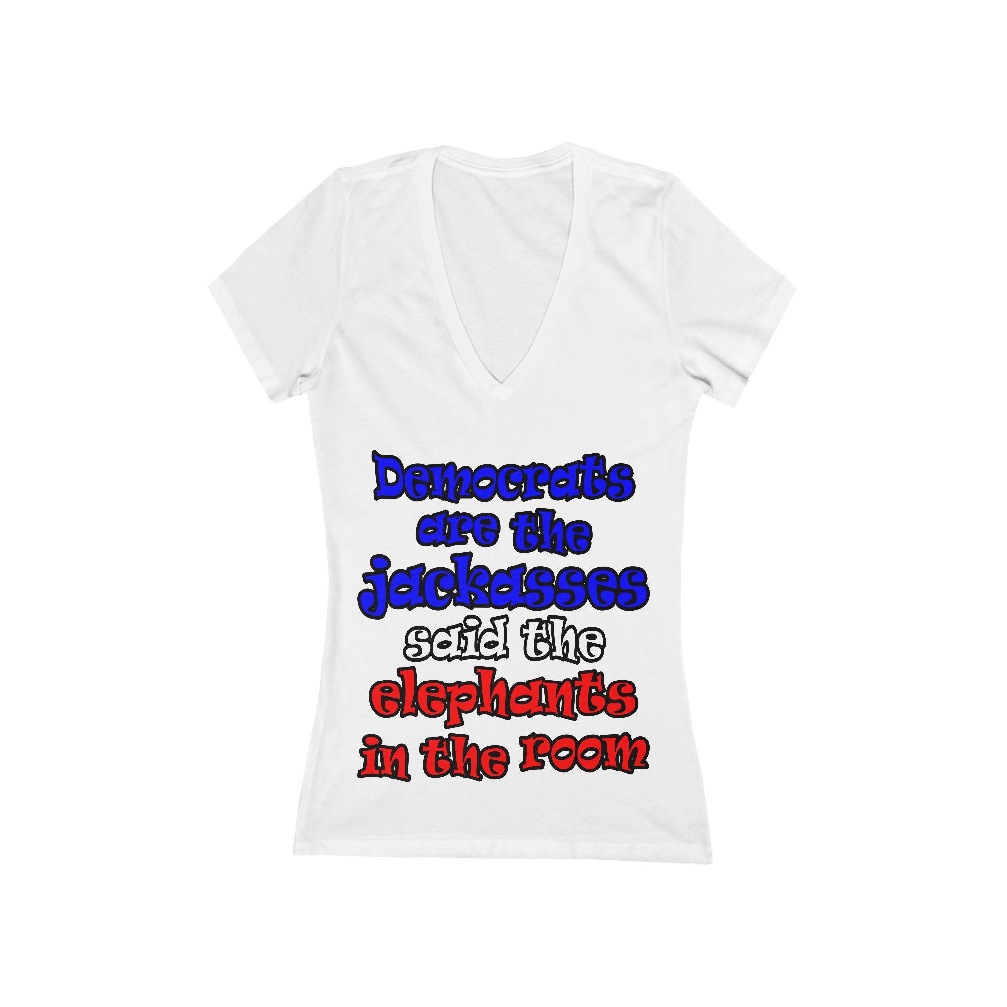 donkeys and elephants - Women's Jersey Short Sleeve Deep V-Neck Tee
