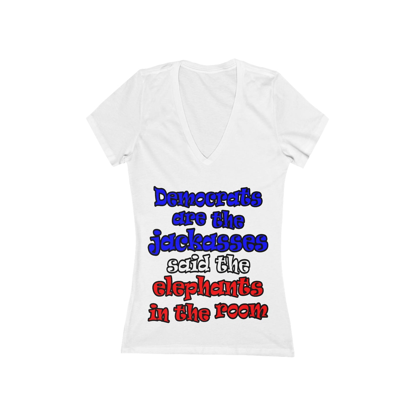 donkeys and elephants - Women's Jersey Short Sleeve Deep V-Neck Tee
