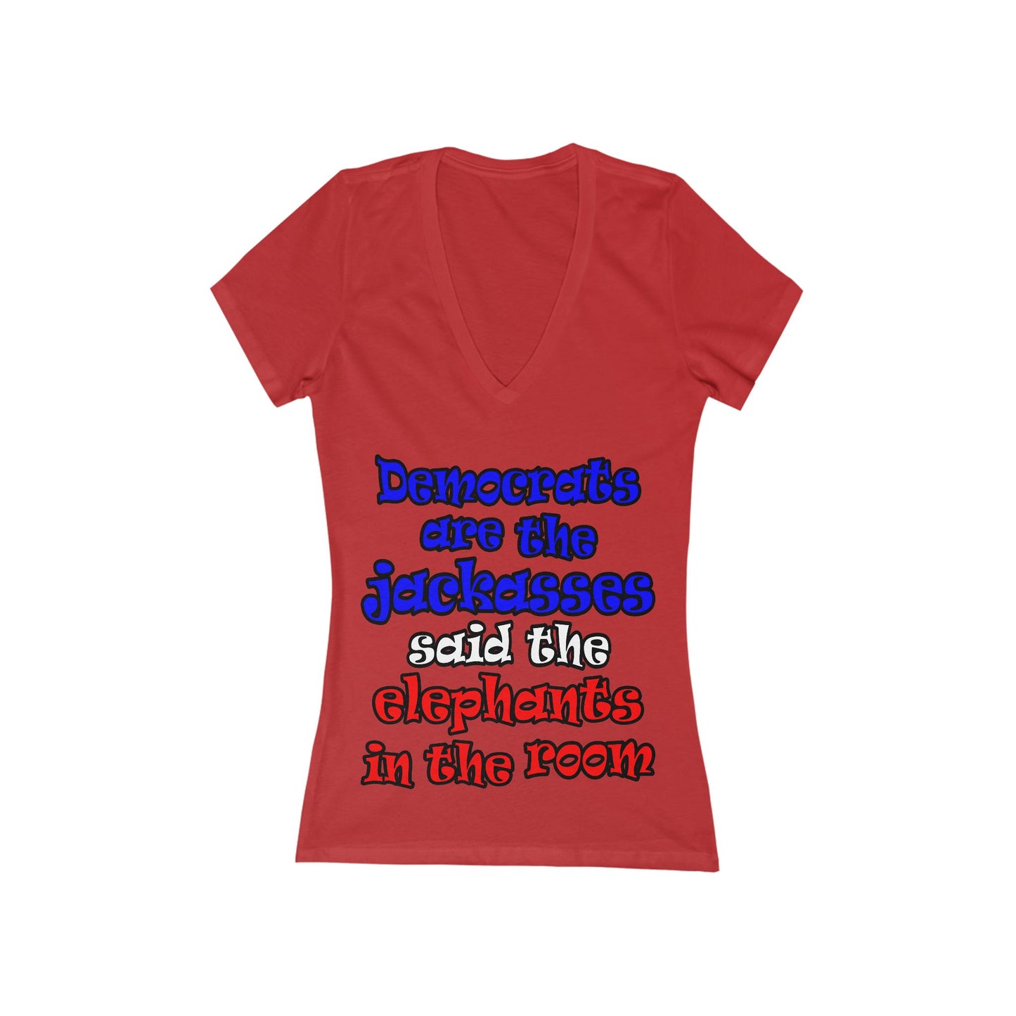 donkeys and elephants - Women's Jersey Short Sleeve Deep V-Neck Tee