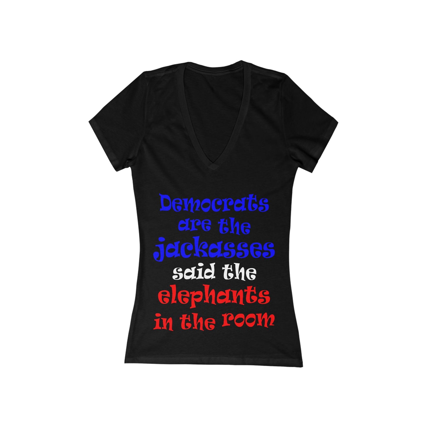donkeys and elephants - Women's Jersey Short Sleeve Deep V-Neck Tee