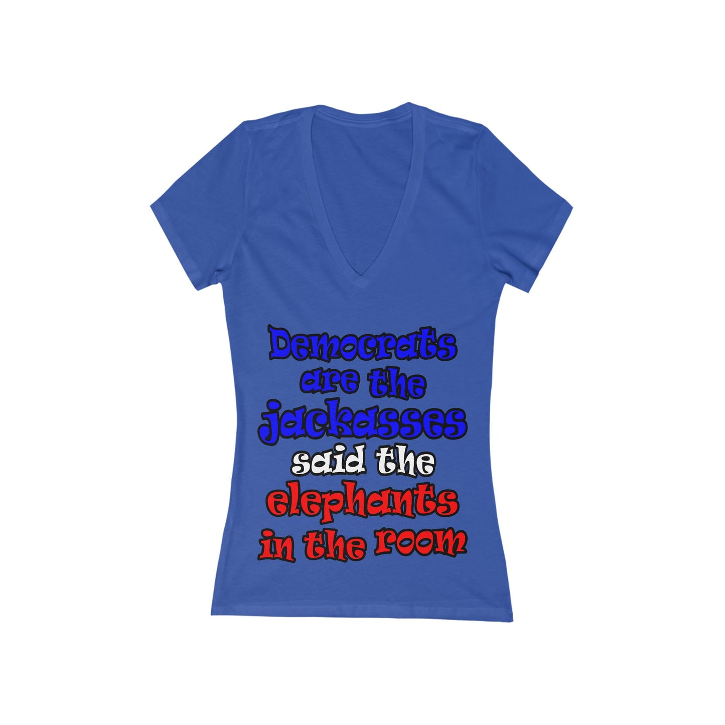 donkeys and elephants - Women's Jersey Short Sleeve Deep V-Neck Tee