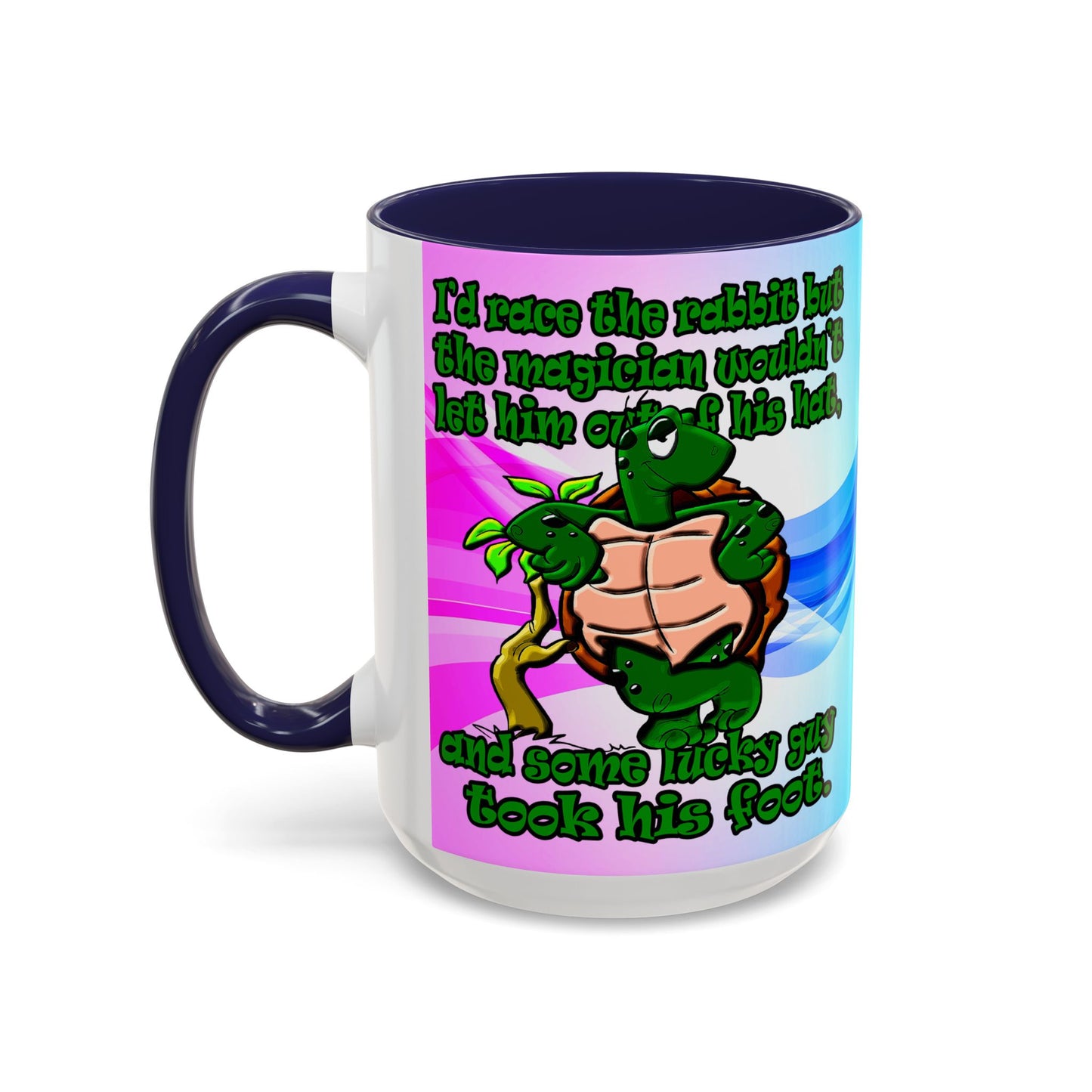 turtle race - Accent Mug (light blue-pink wave)