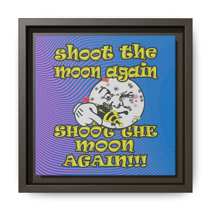 shoot the moon again - framed canvas art (light blue-purple wave)