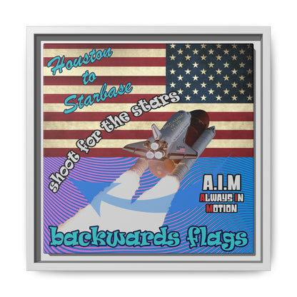 shoot for the stars - framed canvas art (light blue-purple wave)