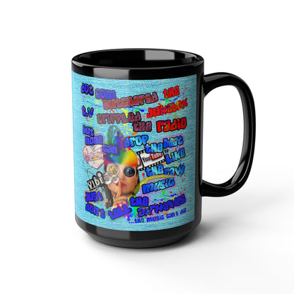 drop the beat - Black Mug (faded blue)
