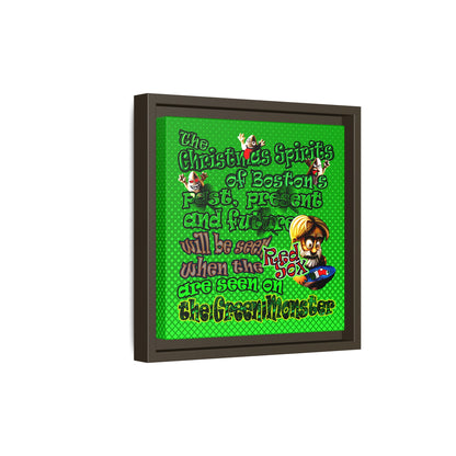 christmas spirits of boston - framed canvas art (logo green)