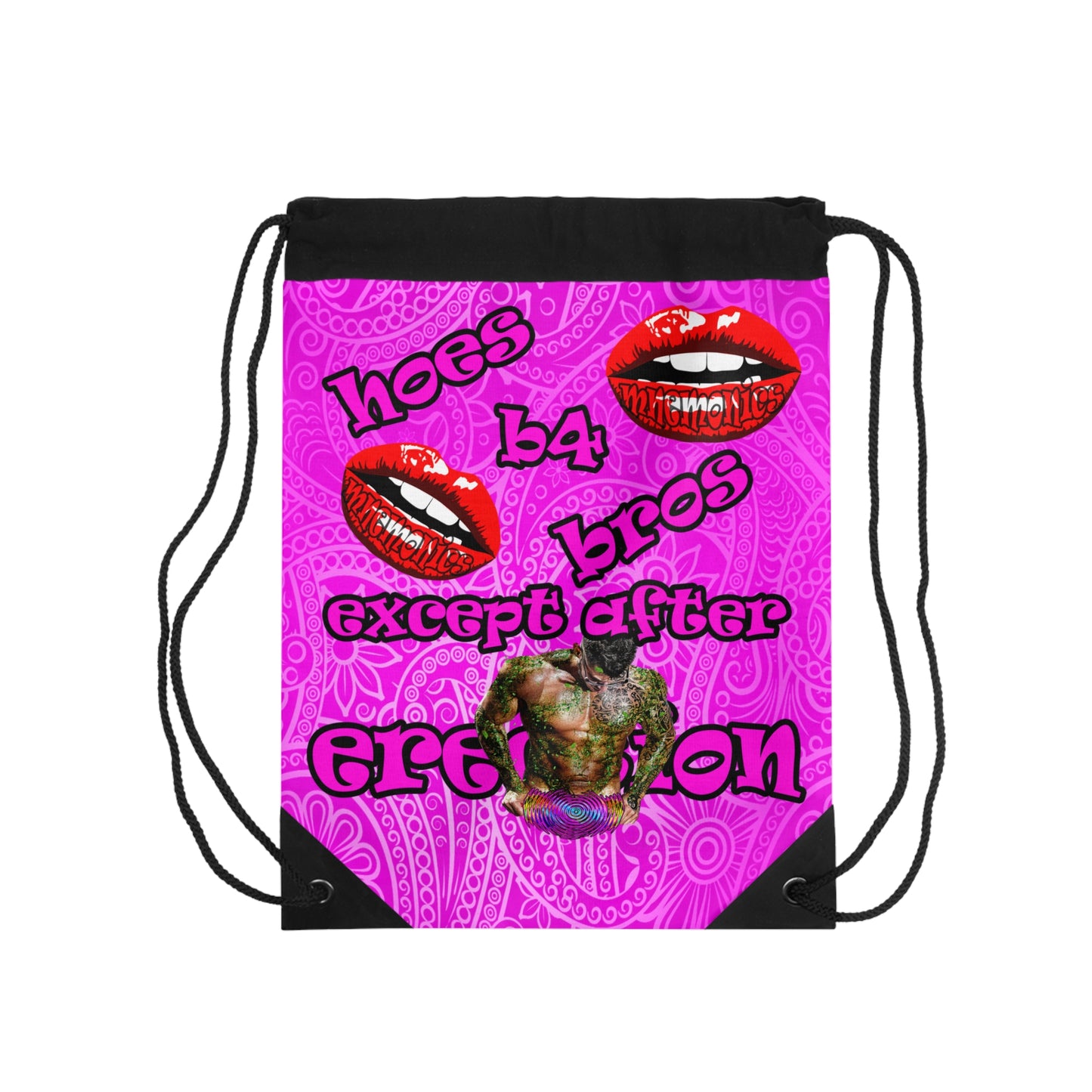 hoes b4 bros - Drawstring Bag (pink swirl)
