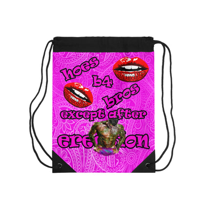 hoes b4 bros - Drawstring Bag (pink swirl)