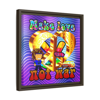 love peace - framed canvas art (purple wave)