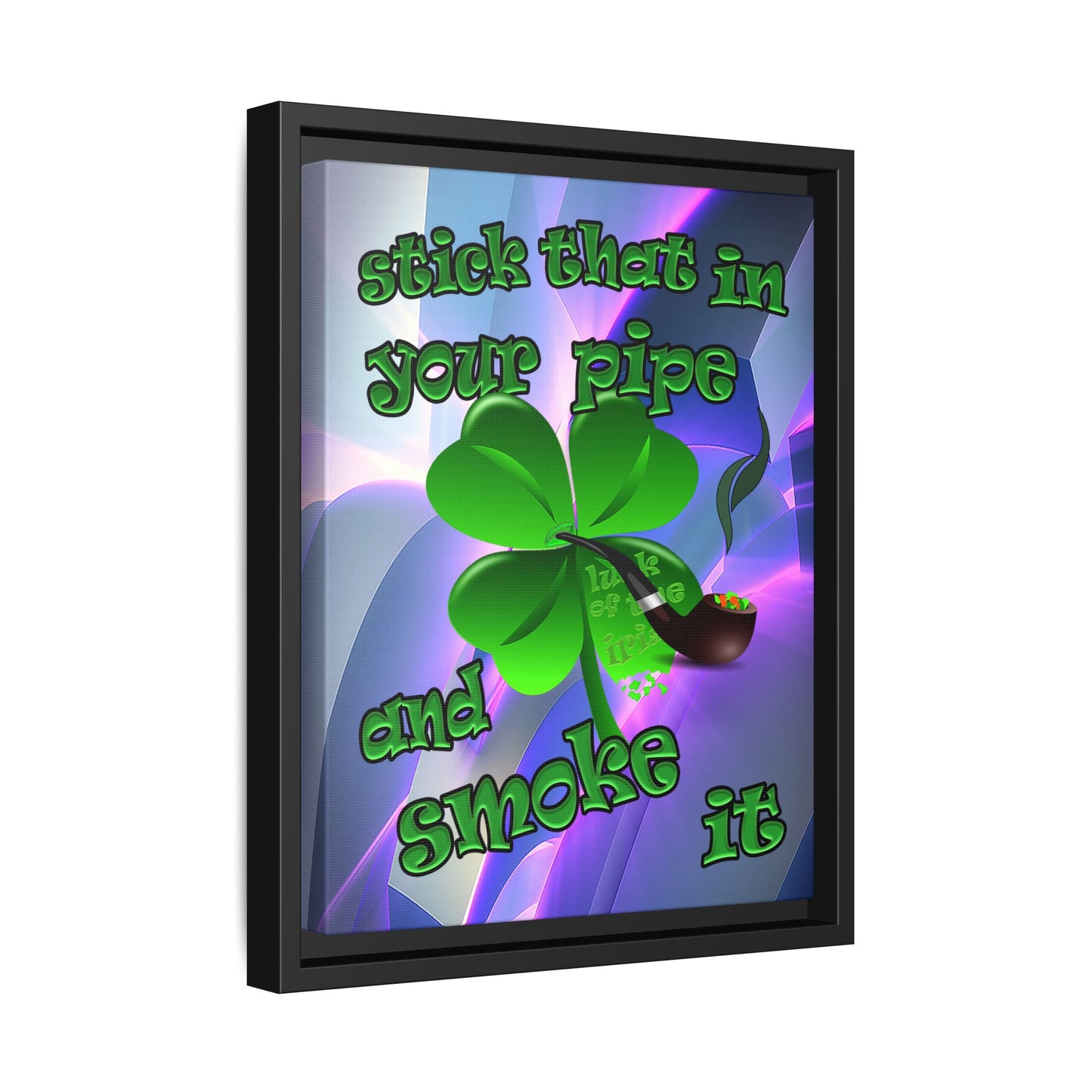 stick that in your pipe and smoke it - framed canvas art (grey-pink wave)