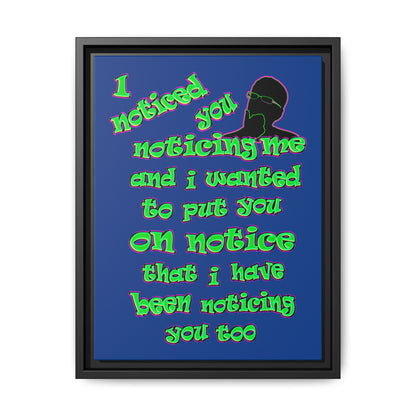 noticed you noticing - framed canvas art (dark blue)