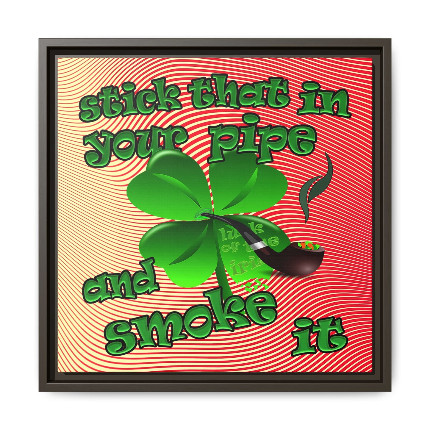 stick that in your pipe and smoke it - framed canvas art (yellow-orange wave)