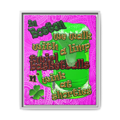 celtics logo - framed canvas art (pink swirl)