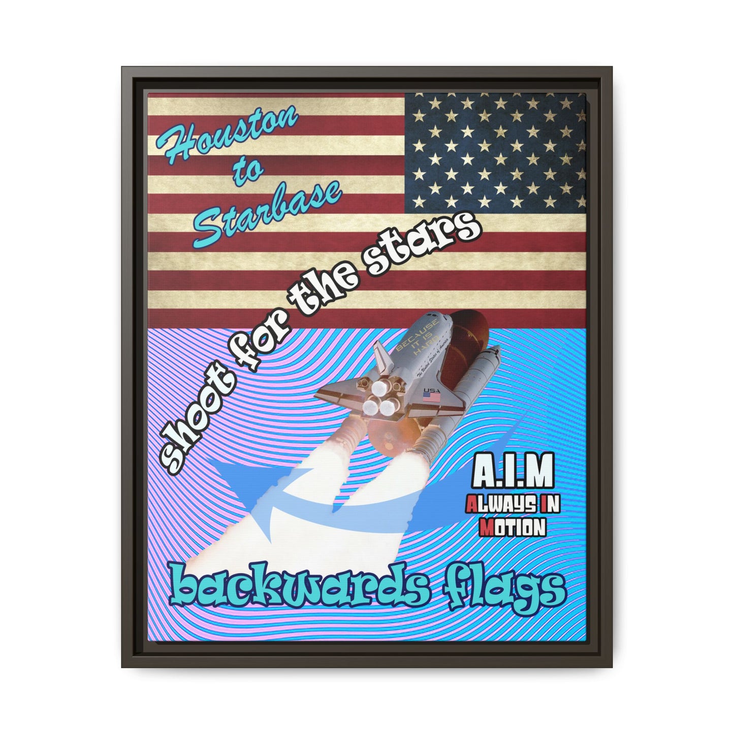 shoot for the stars - framed canvas art (light blue-purple wave)