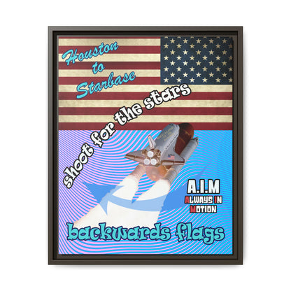 shoot for the stars - framed canvas art (light blue-purple wave)