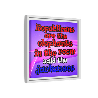donkeys and elephants - framed canvas art (purple-pink wave)