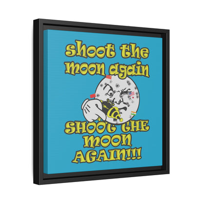 shoot the moon again - framed canvas art (turquoise)