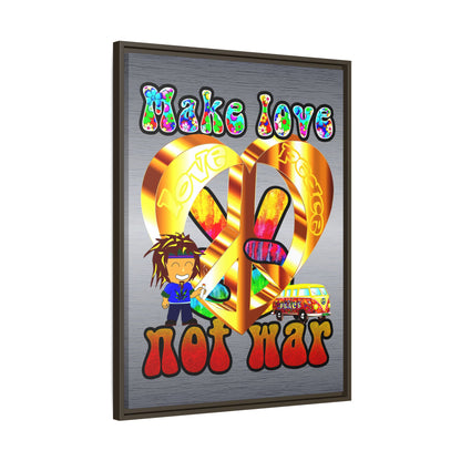 love peace - framed canvas art (brushed nickel)