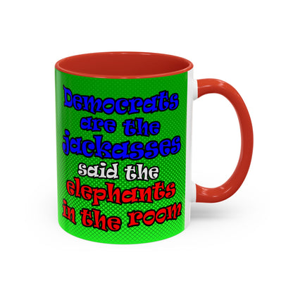 donkeys and elephants - Accent Mug (logo green)
