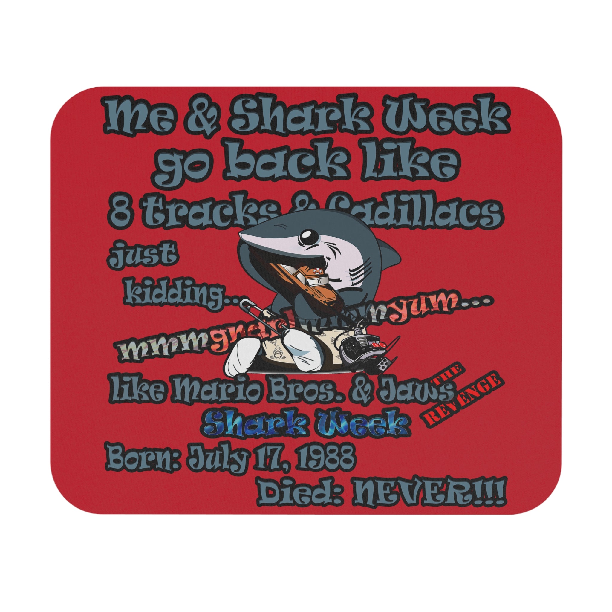shark week - Mouse Pad (Rectangle) - (dark red)